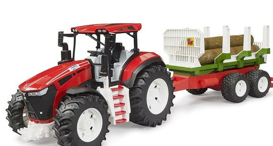 Bruder Roadmax Tractor W’ Forestry Trailer & 3 Trunks